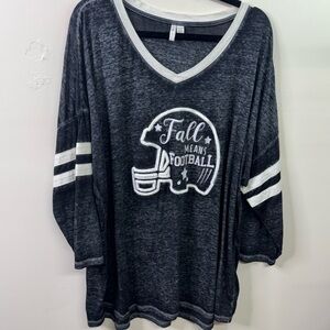 Cato Black & White "Fall Means Football" V-Neck Short Sleeve Tee